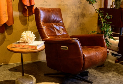 Providence Aged Leather Electric Recliner Chair - Vintage Cigar at online8 furniture store Auckland