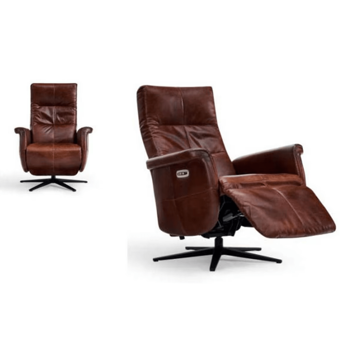Providence Aged Leather Electric Recliner Chair - Vintage Cigar at online8 furniture store Auckland