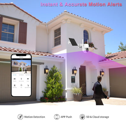 Wireless Security Camera SOLAR WIFI and battery powered free batteries and 64GB storage card