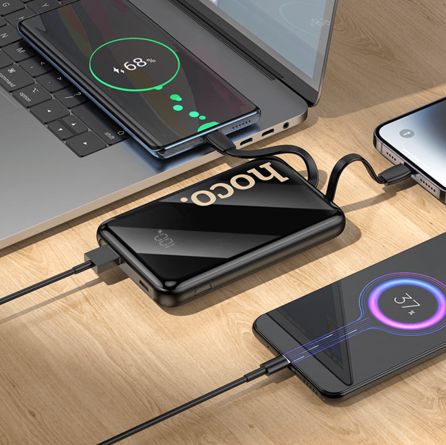 Q37 Graceful Fast Charging Power Bank 10000mAh with Built-In Cables