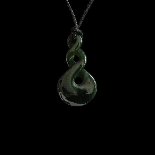 small Pikorua Double twist, hand-crafted Jade Pendant Necklace
