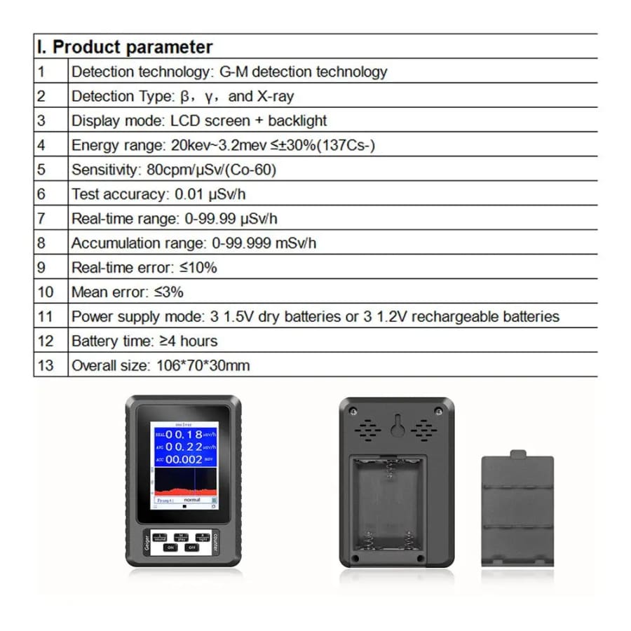 Radiation Detector Geiger Counter - Real-time Mean Cumulative - XR1