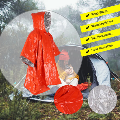 Emergency Thermal Blanket & Raincoat – Compact, Waterproof LCK7011