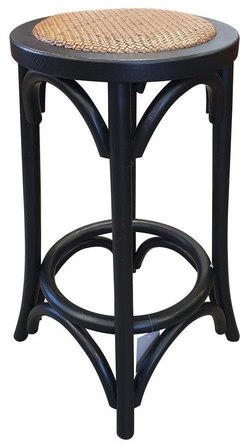 Rattan Seated Barstool - Antique Black at online8 furniture store Auckland