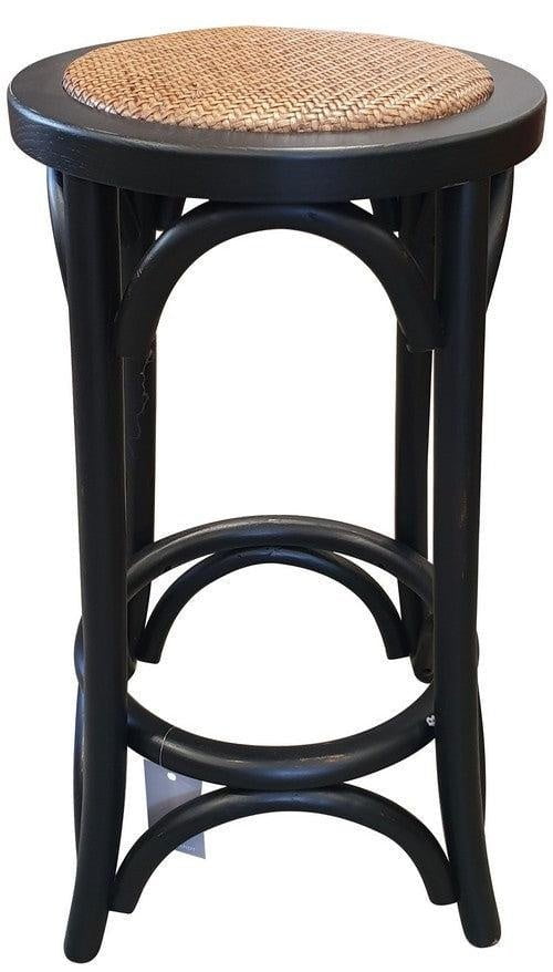 Rattan Seated Barstool - Antique Black at online8 furniture store Auckland