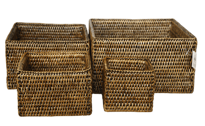 Rattan Storage Boxes S/4 at online8 furniture store Auckland
