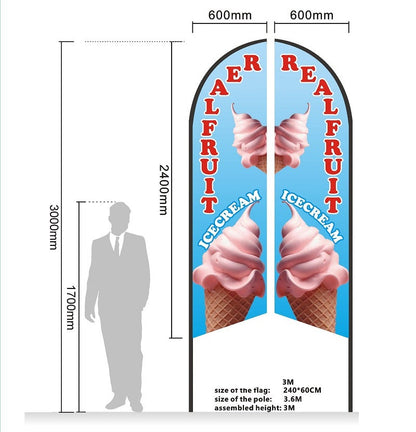 COFFEE RED Pre-print Double Sided Feather Banner Flag Business Commersial