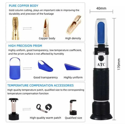Refractometer - Sugar (Dual Scale: Brix 0-32% & 1.000-1.120 Specific Gravity)