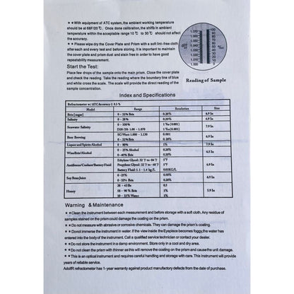 Refractometer - Sugar & Alcohol Dual Measure Refractometer (0-40% / Brix 0-25%)