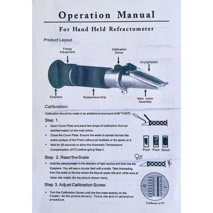 Refractometer - Sugar (Dual Scale: Brix 0-32% & 1.000-1.120 Specific Gravity)
