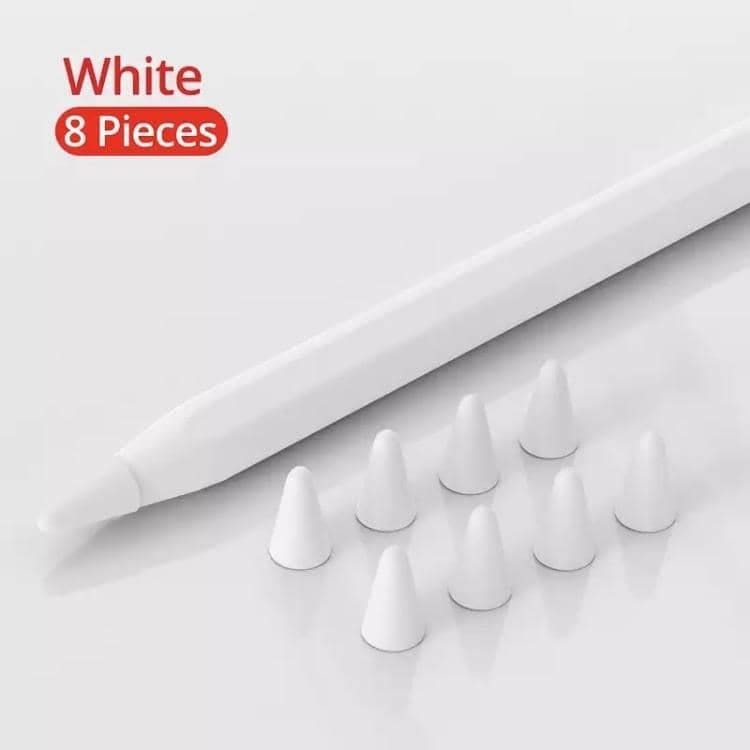 Replacement Apple Pencil Tip Cover 8 Pack (1st & 2nd Generation) (White)
