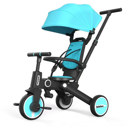 Birthday Gift-7 in1 Smart Folding Two-way Kid Trike Bike/ Stroller-Blue