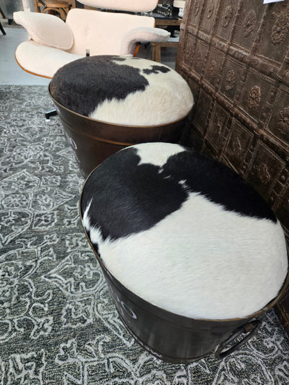 Leather Top Stool with Storage Set/2