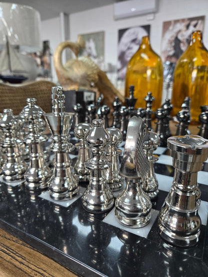 Marble & Aluminium Chess Set - Large