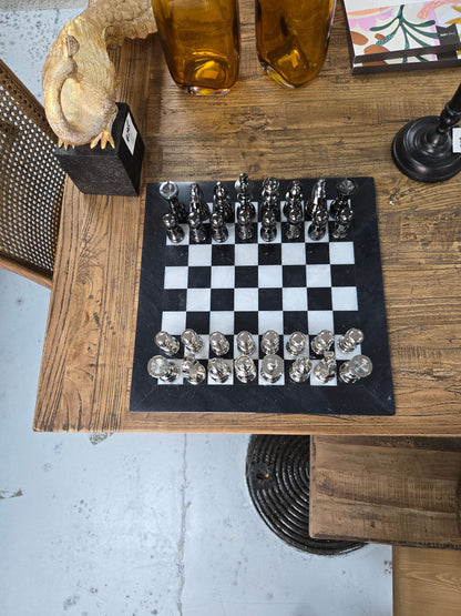 Marble & Aluminium Chess Set - Large
