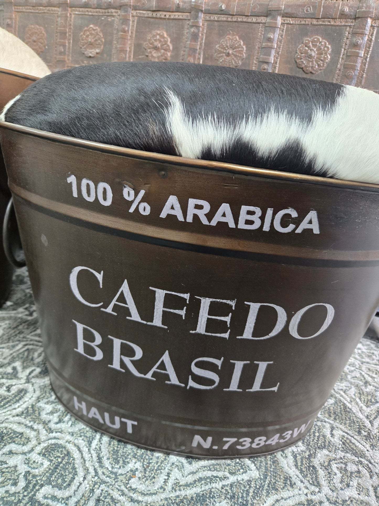 Leather Top Stool with Storage Set/2