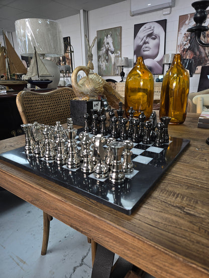 Marble & Aluminium Chess Set - Large