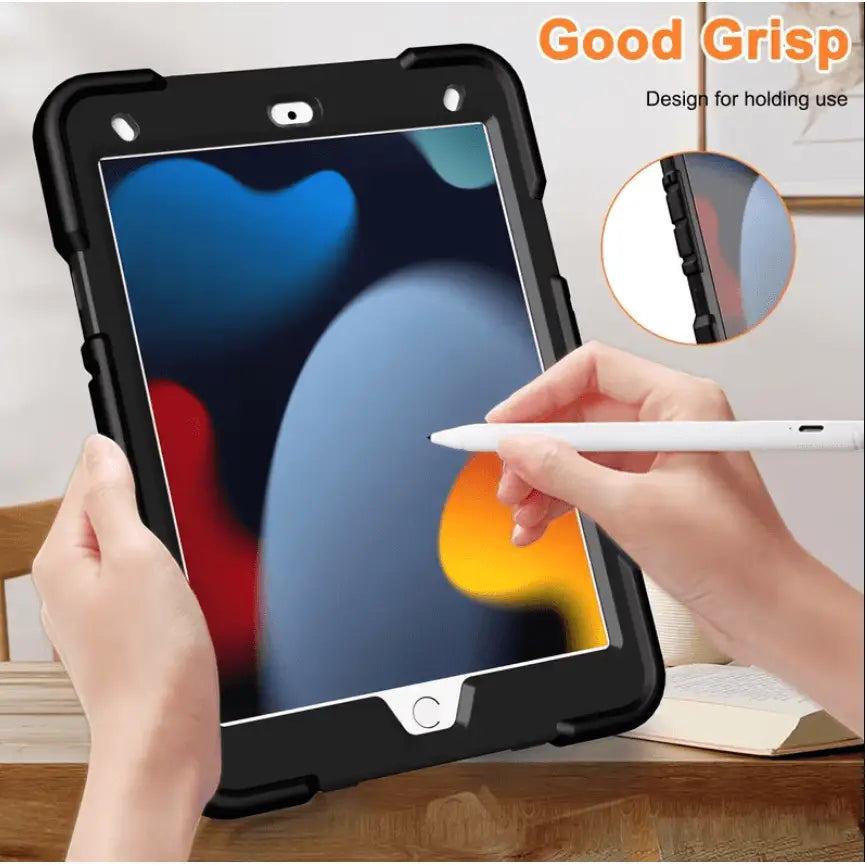 Rugged iPad 10.2 Case (7th/8th/9th Gen) – Shockproof Cover, Stand & Pencil Holder