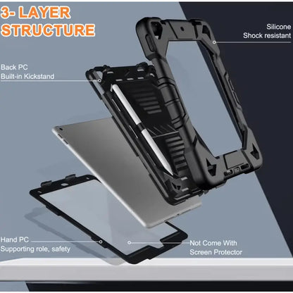 Rugged iPad 10.2 Case (7th/8th/9th Gen) – Shockproof Cover, Stand & Pencil Holder