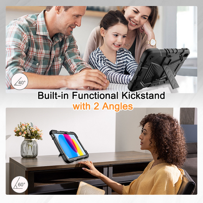 Rugged iPad 11th Gen 10.9" Case – Shockproof Cover Stand & Pencil Holder (Black)