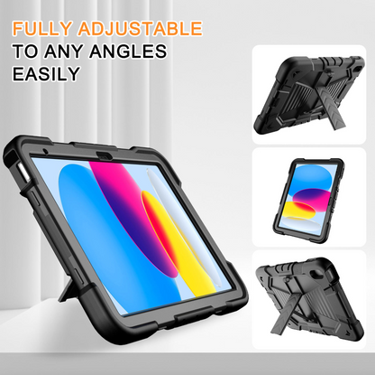 Rugged iPad 11th Gen 10.9" Case – Shockproof Cover Stand & Pencil Holder (Black)