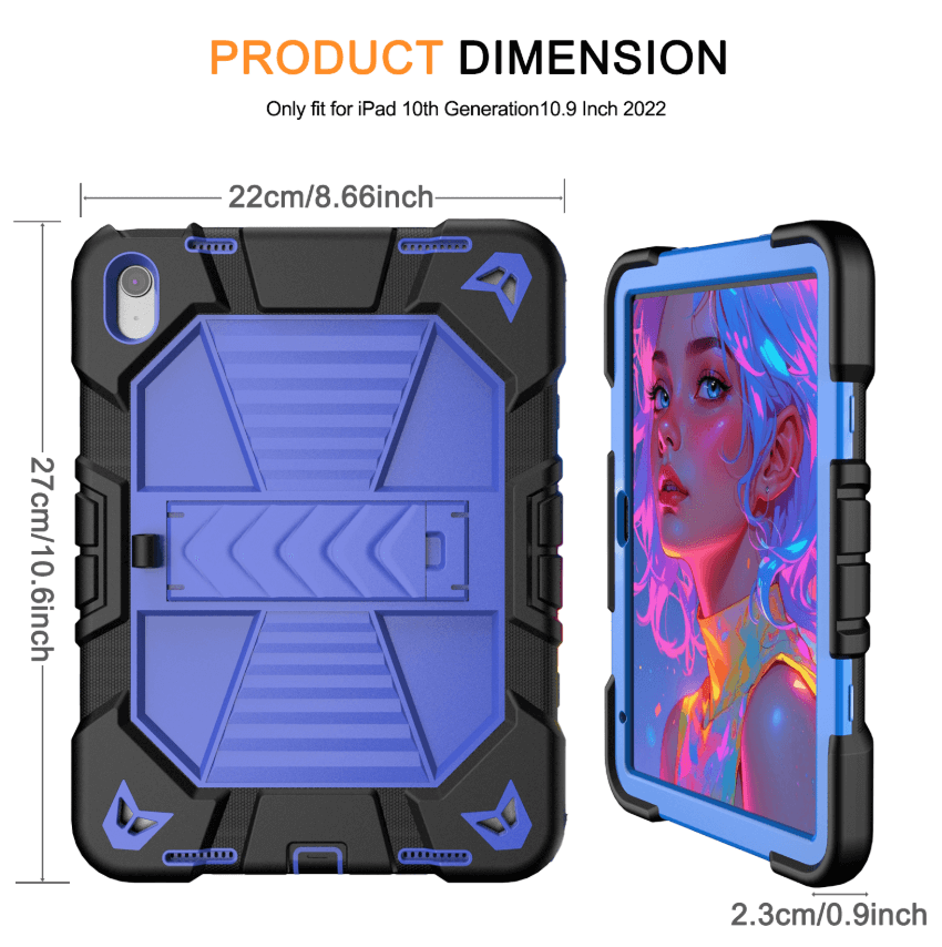 Rugged iPad 10th/11th Gen 10.9" Case – Shockproof Cover Stand & Pencil Holder