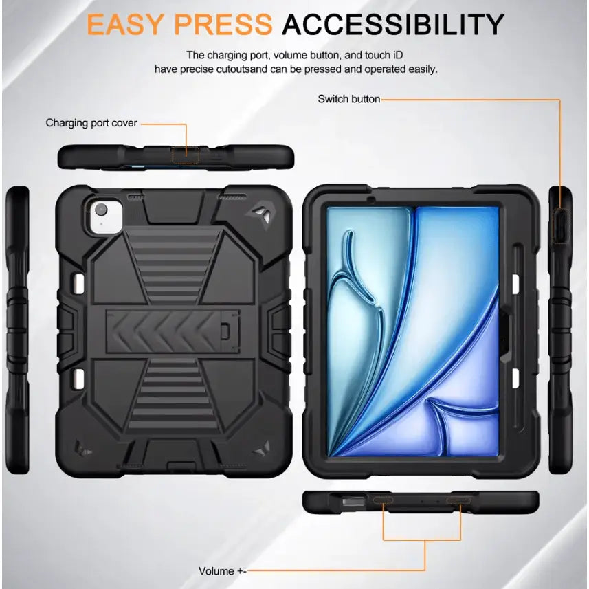Rugged iPad Air 11" 2024 Case – Shockproof Cover Stand & Pencil Holder