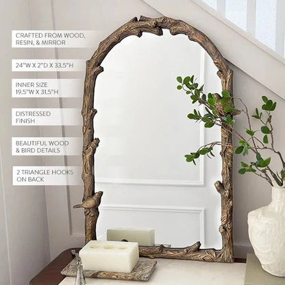 Rustic Branch and Birds Arch Mirror at online8 furniture store Auckland