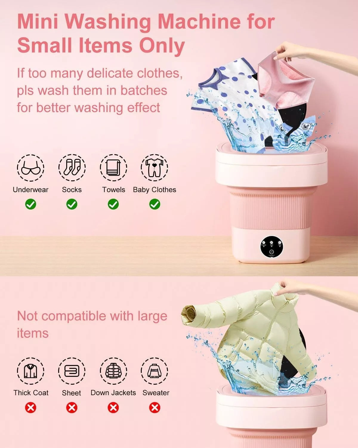 8L Foldable Washing Machine Mini Underwear Laundry Machine