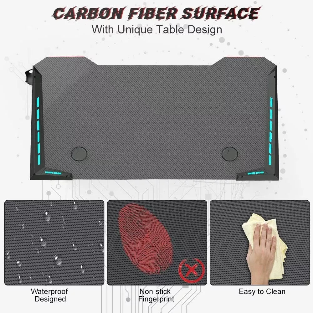 Gaming Desk Table RGB Light Computer Desk Wireless Charger 140cm