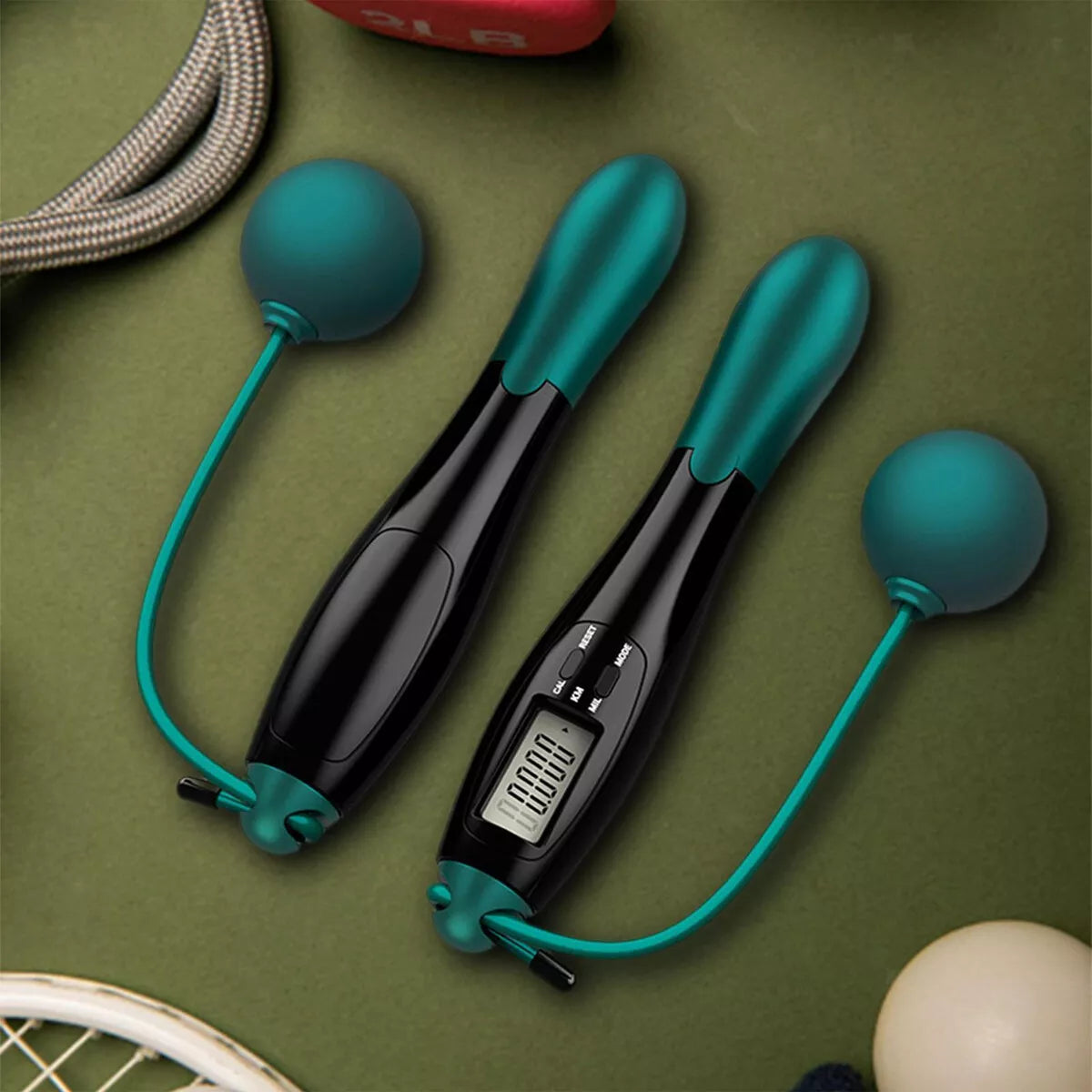 Cordless Skipping Digital Jump Rope (Black/Green)