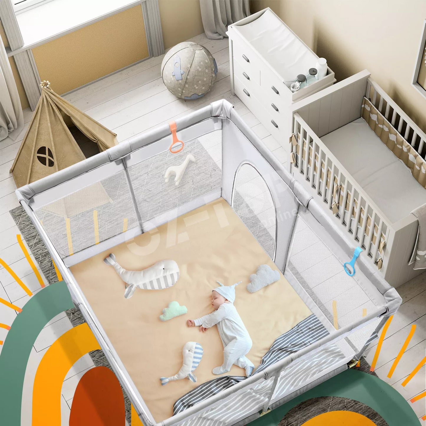 Playpen Play Fence Play Gym Mat 180 x 200cm