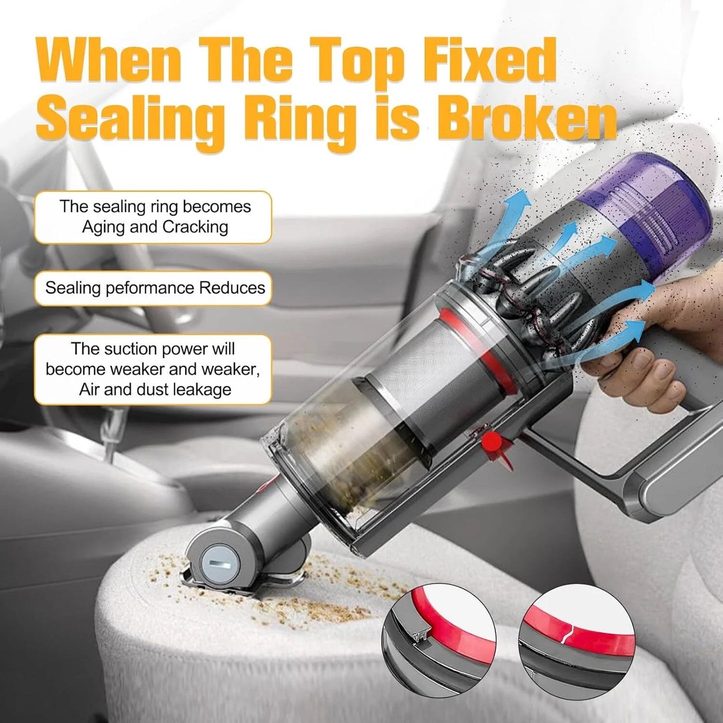 Replacement for Dyson Dust Bin Top Fixed Sealing Ring