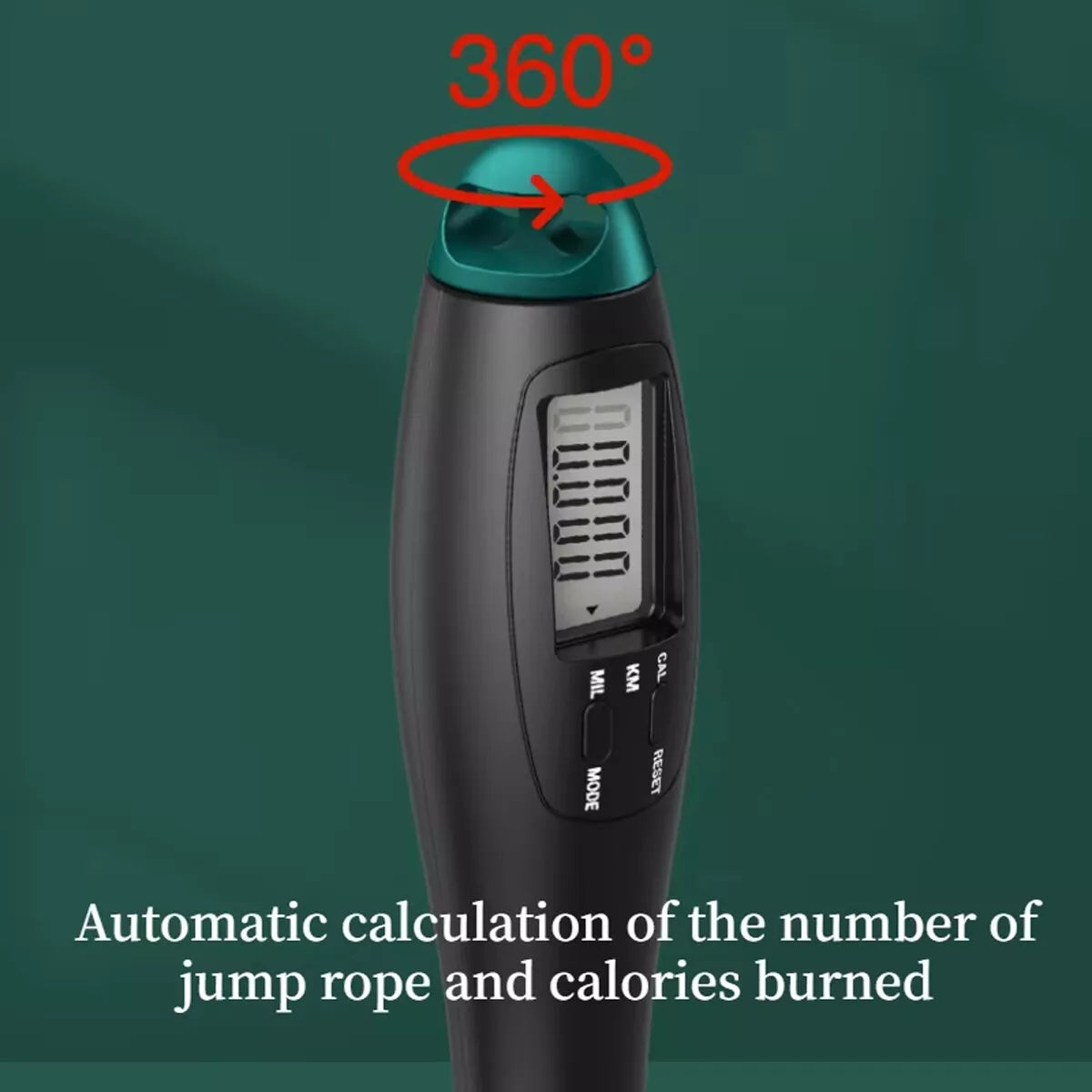 Cordless Skipping Digital Jump Rope (Black/Green)