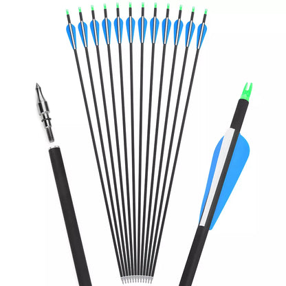 Fiberglass Hunting & Target Archery Arrows (12 Arrows)