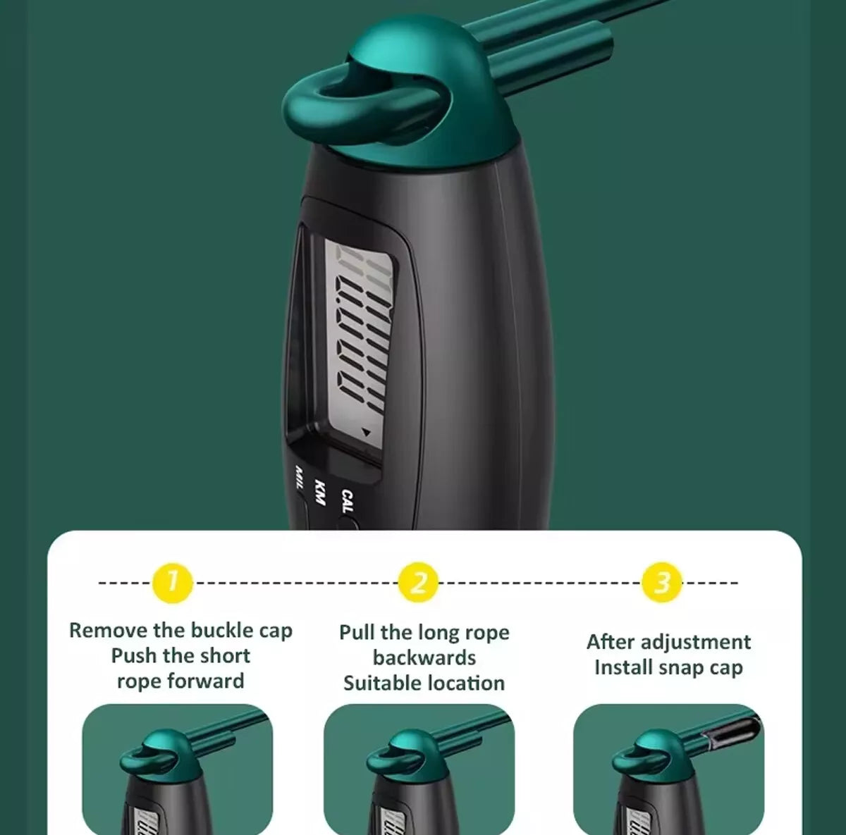 Cordless Skipping Digital Jump Rope (Black/Green)