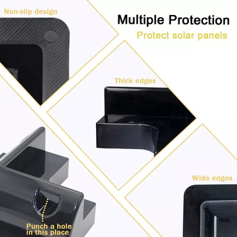 4 Solar Panel Mounting Bracket Black Corner Set Kit