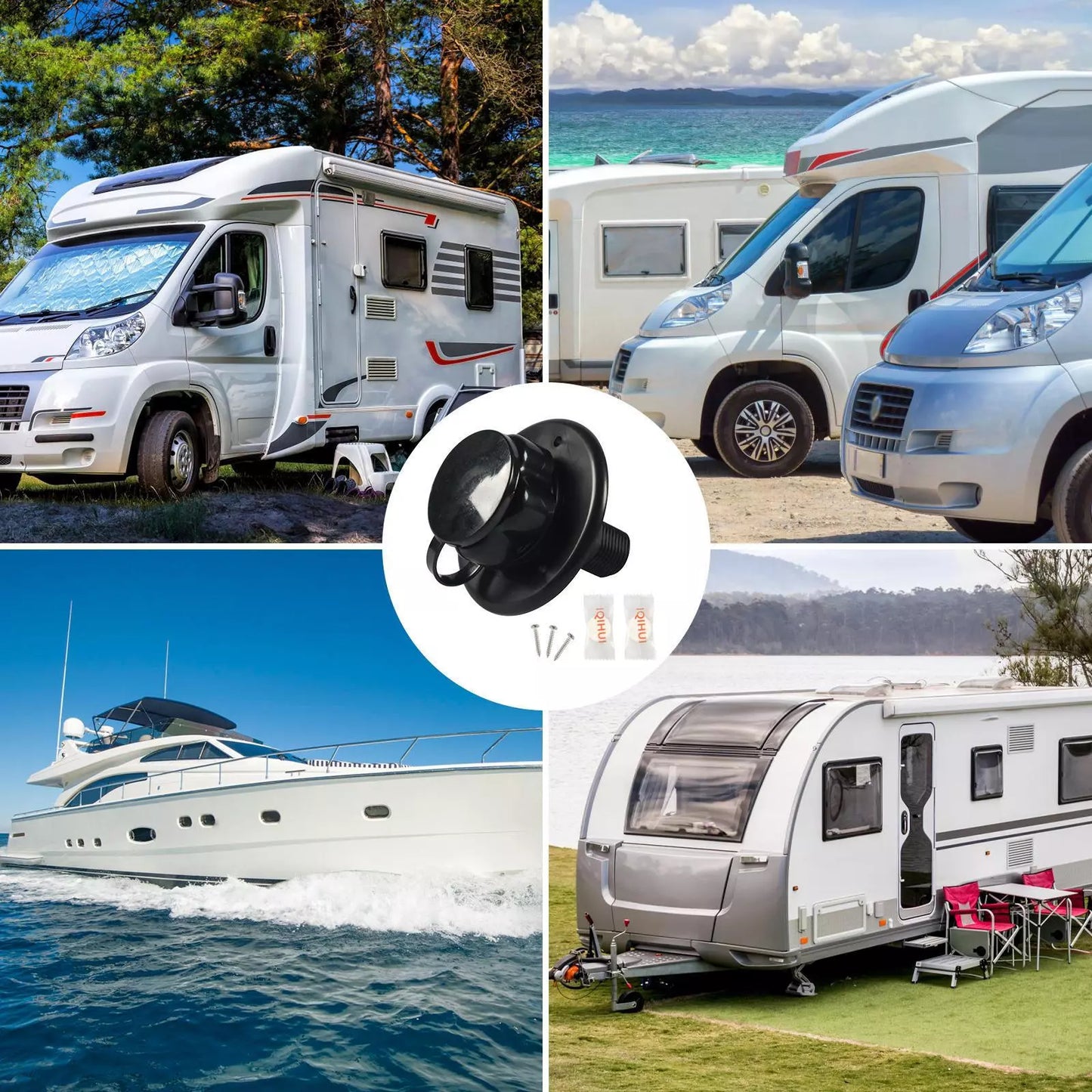 RV City Water Inlet with Check Valve (Black)