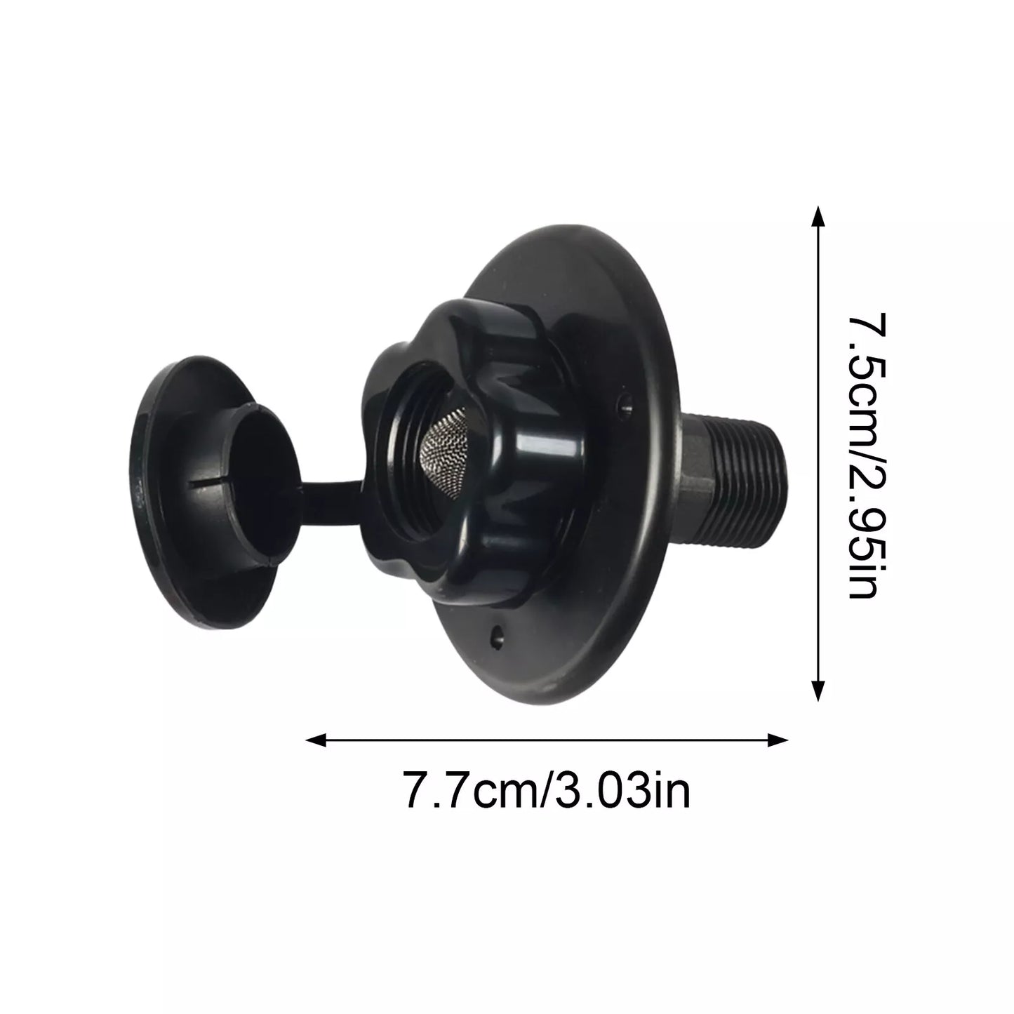 RV City Water Inlet with Check Valve (Black)