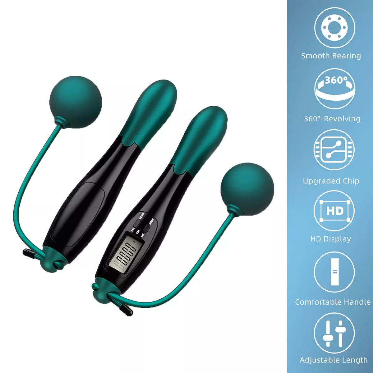 Cordless Skipping Digital Jump Rope (Black/Green)