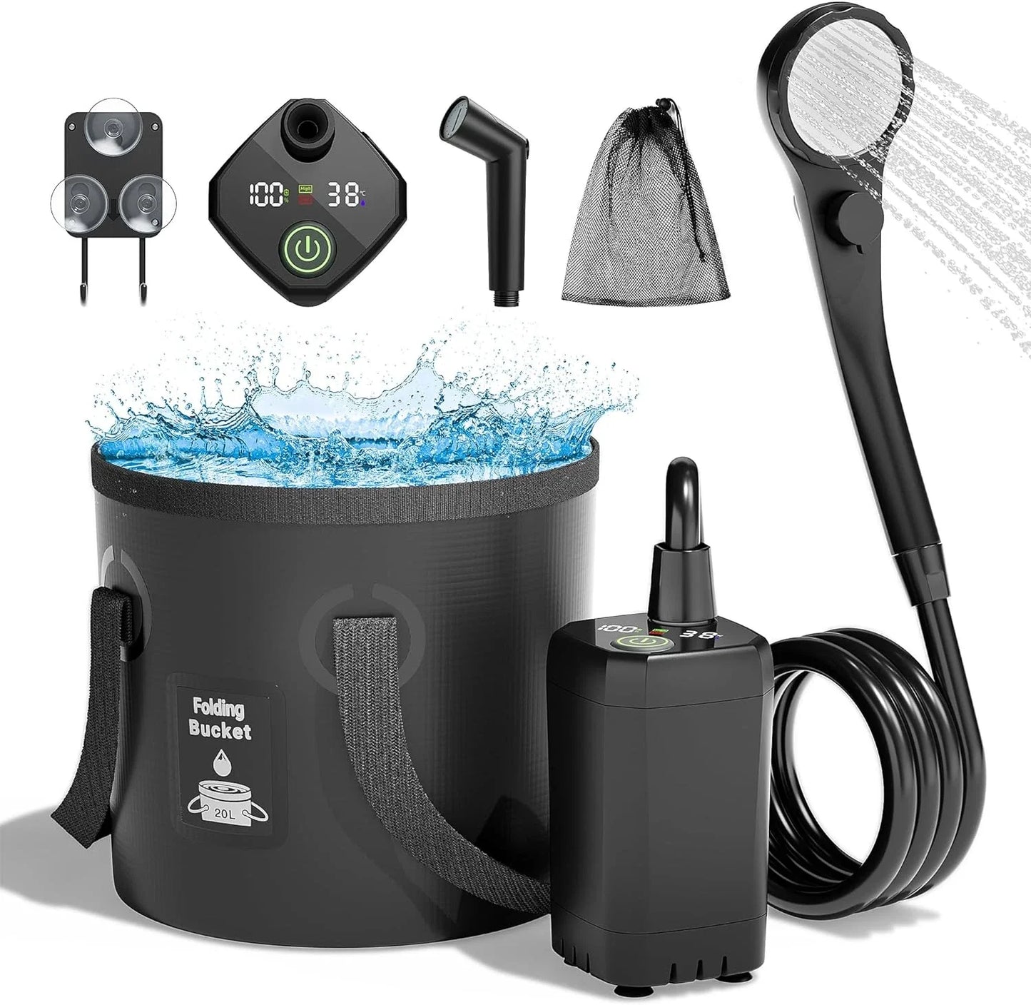 Portable Shower Kit Camping Shower Kit with Bucket