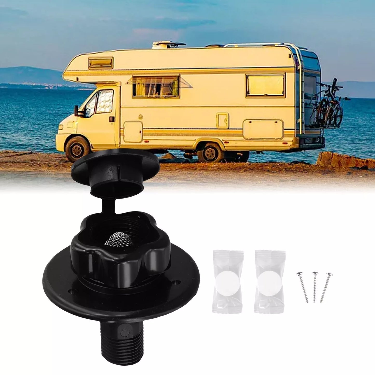 RV City Water Inlet with Check Valve (Black)