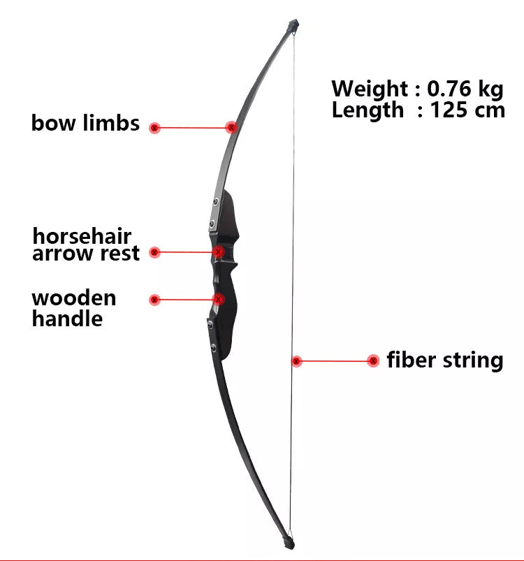 40lbs Archery High Strength Hunting Recurve Bow (Black)