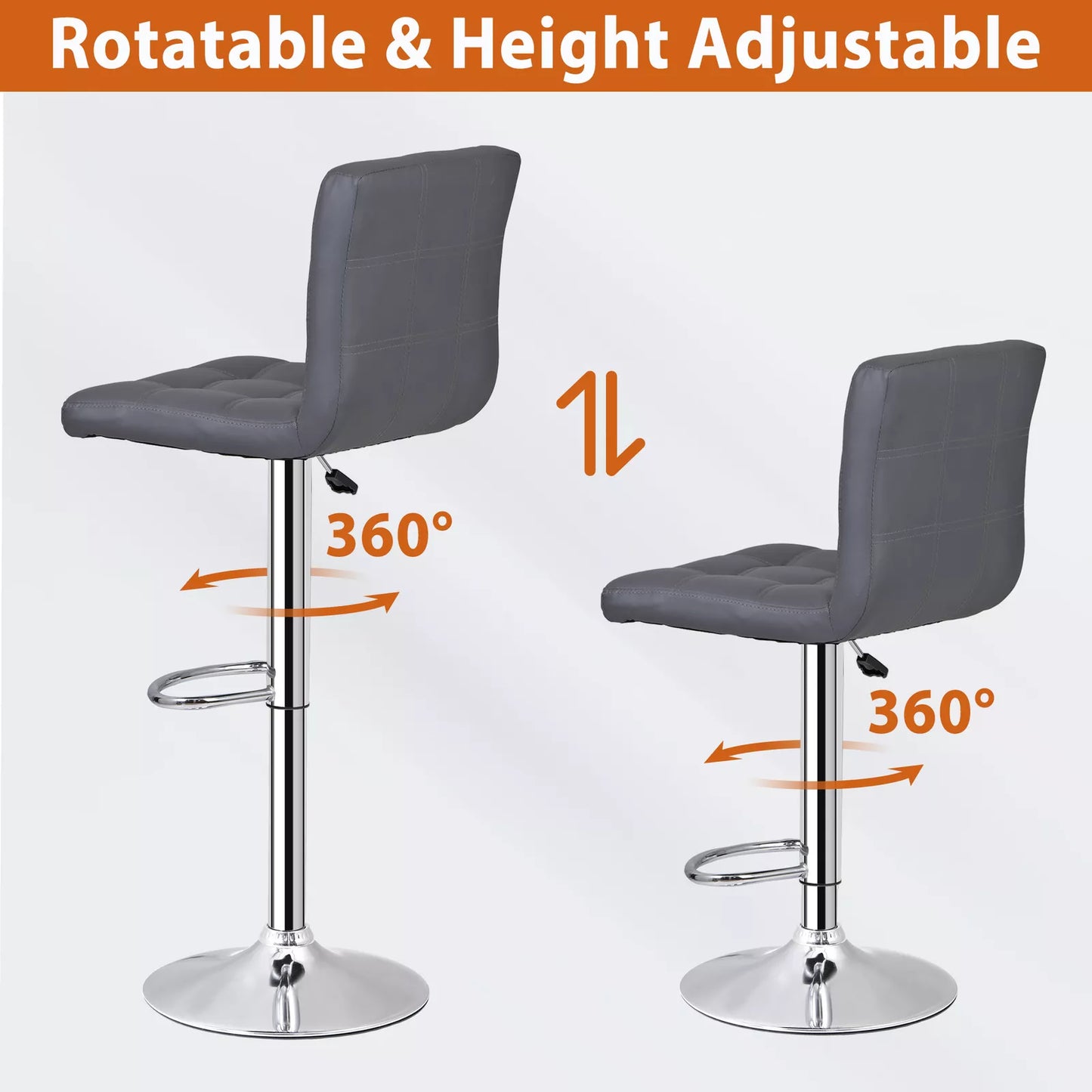 Height Adjustable Bar Stool PU Leather Bar Stools