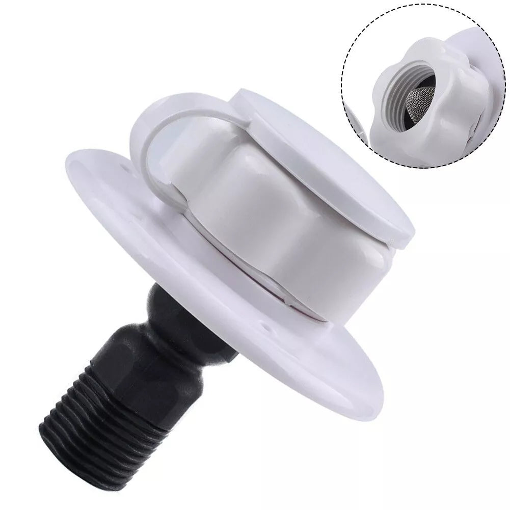 RV City Water Inlet with Check Valve (White)