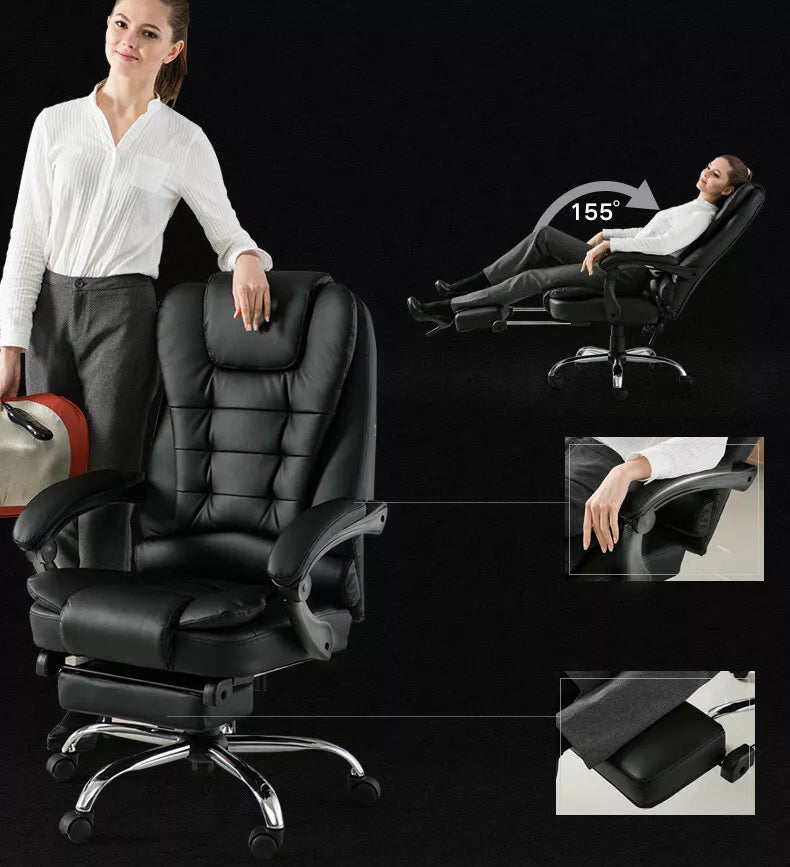 Reclining Leather Ergonomic Gaming Chair Office Massage Chair