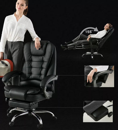 Reclining Leather Ergonomic Gaming Chair Office Massage Chair