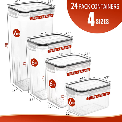 Food Storage Container Set Kitchen and Pantry Containers 24PCS