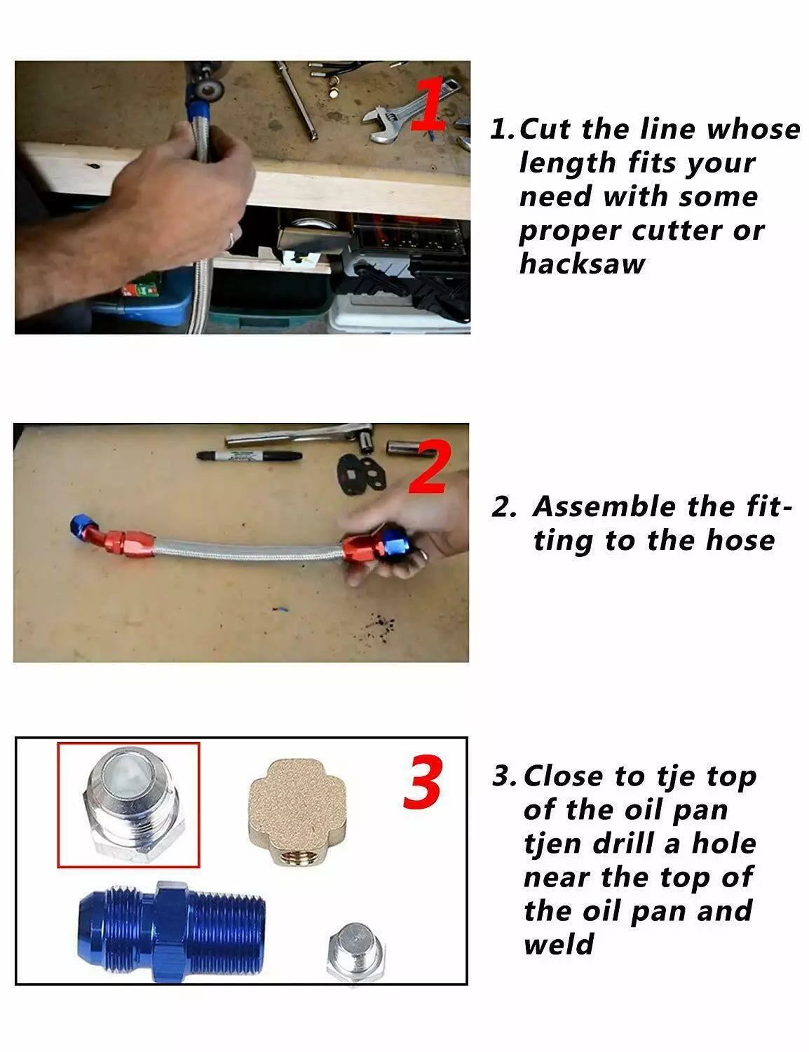 Turbo Charger Oil Drain Return Line Oil Feed Complete Kit Fit for T3 T4 GT35 T70 T66