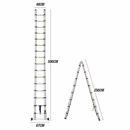 Telescopic Ladder 5m Multi-Purpose Aluminium Telescoping